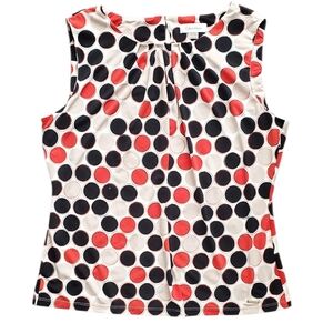 Calvin Klein Sleeveless Orange and Black Polka Dot Top